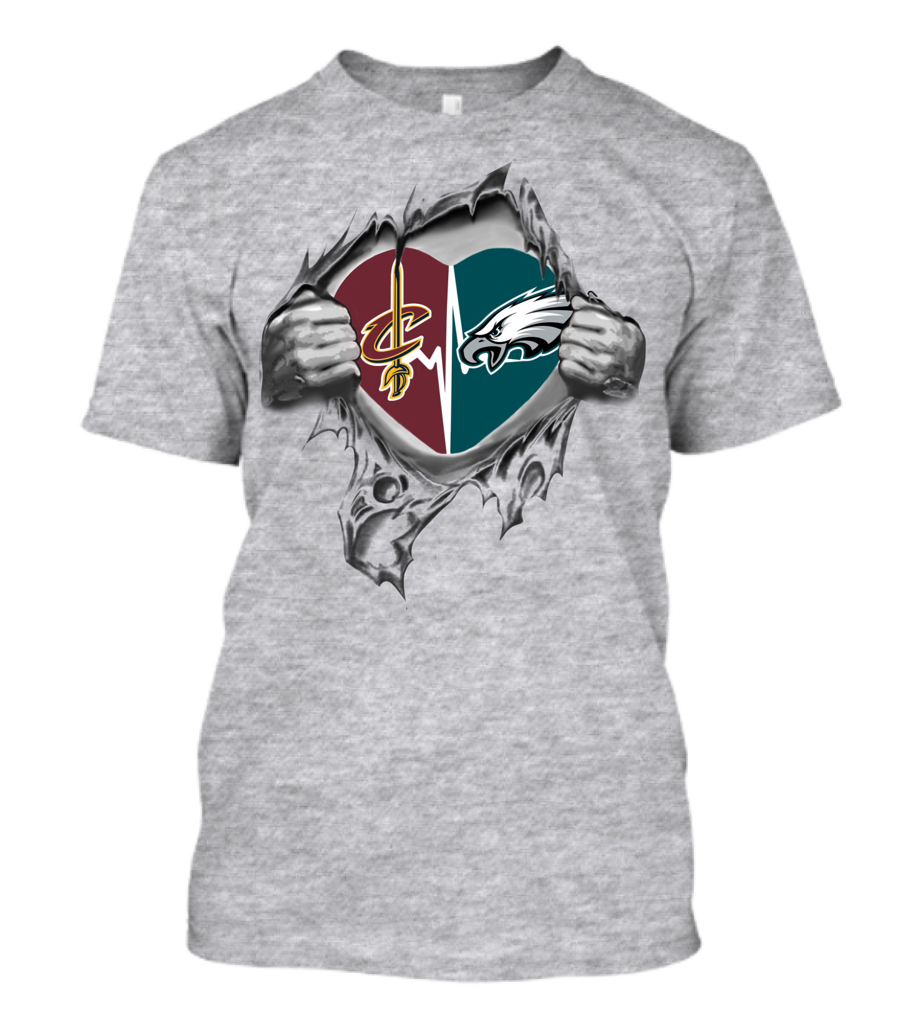 Eagles Cavaliers Heartbeat Split T-Shirt