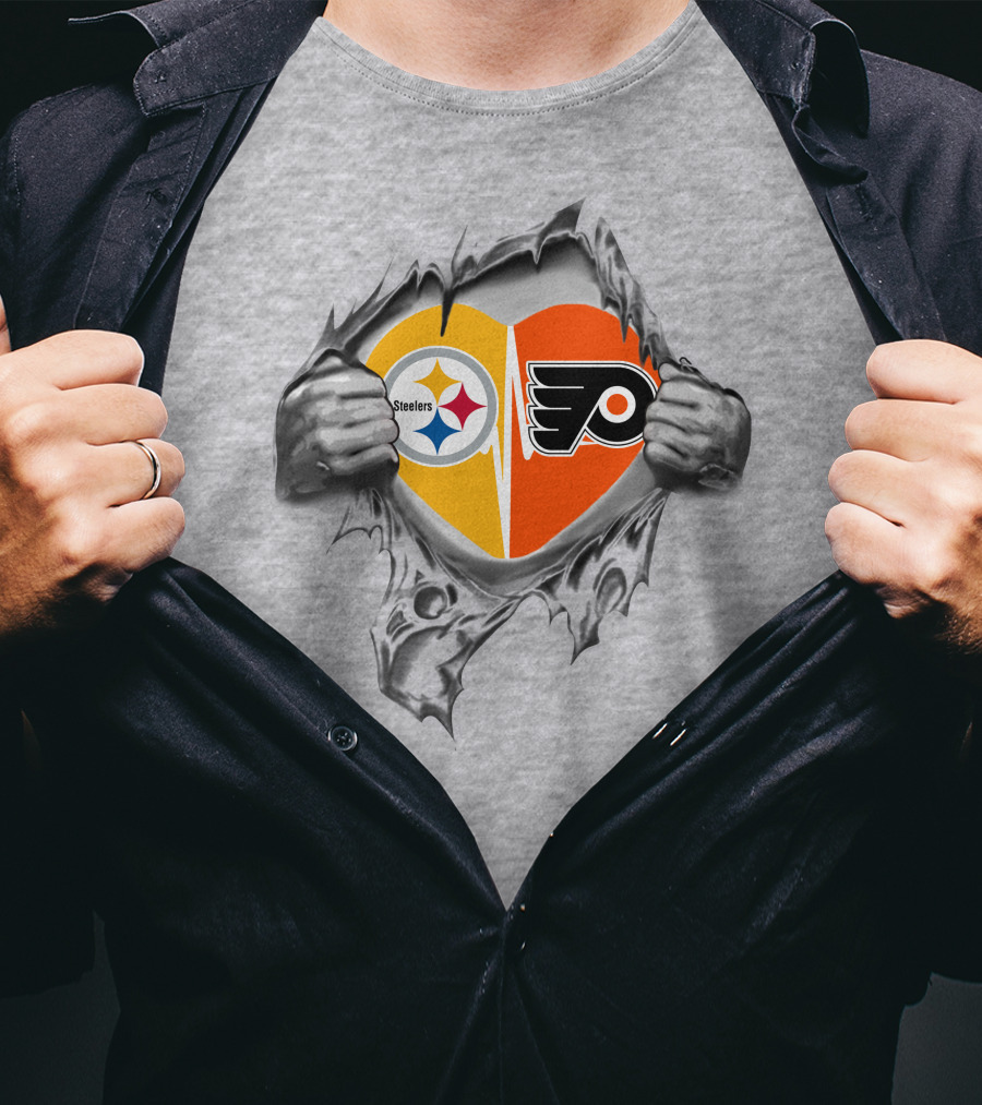 Steelers Flyers Heart Logo Tear T-Shirt
