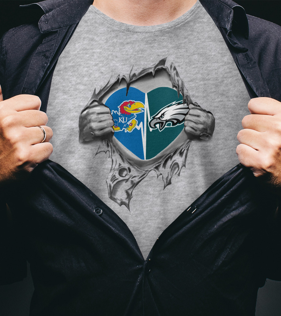 Philadelphia Eagles Kansas Jayhawks Heart T-Shirt