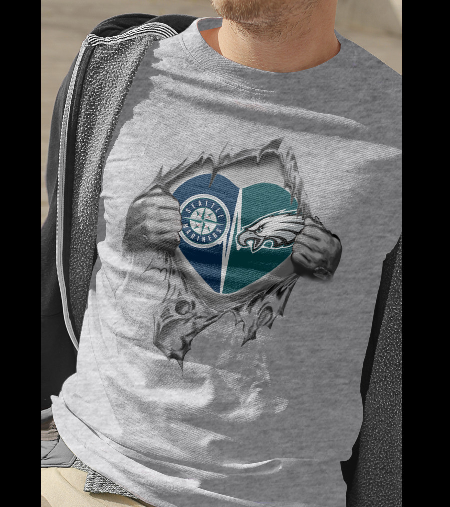 Seattle Mariners Philadelphia Eagles Heart T-Shirt