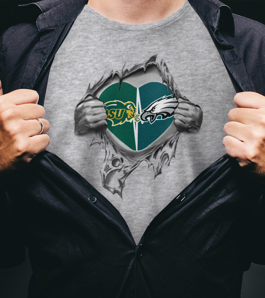 Eagles NDSU Heart Symbol With Torn Effect T-Shirt