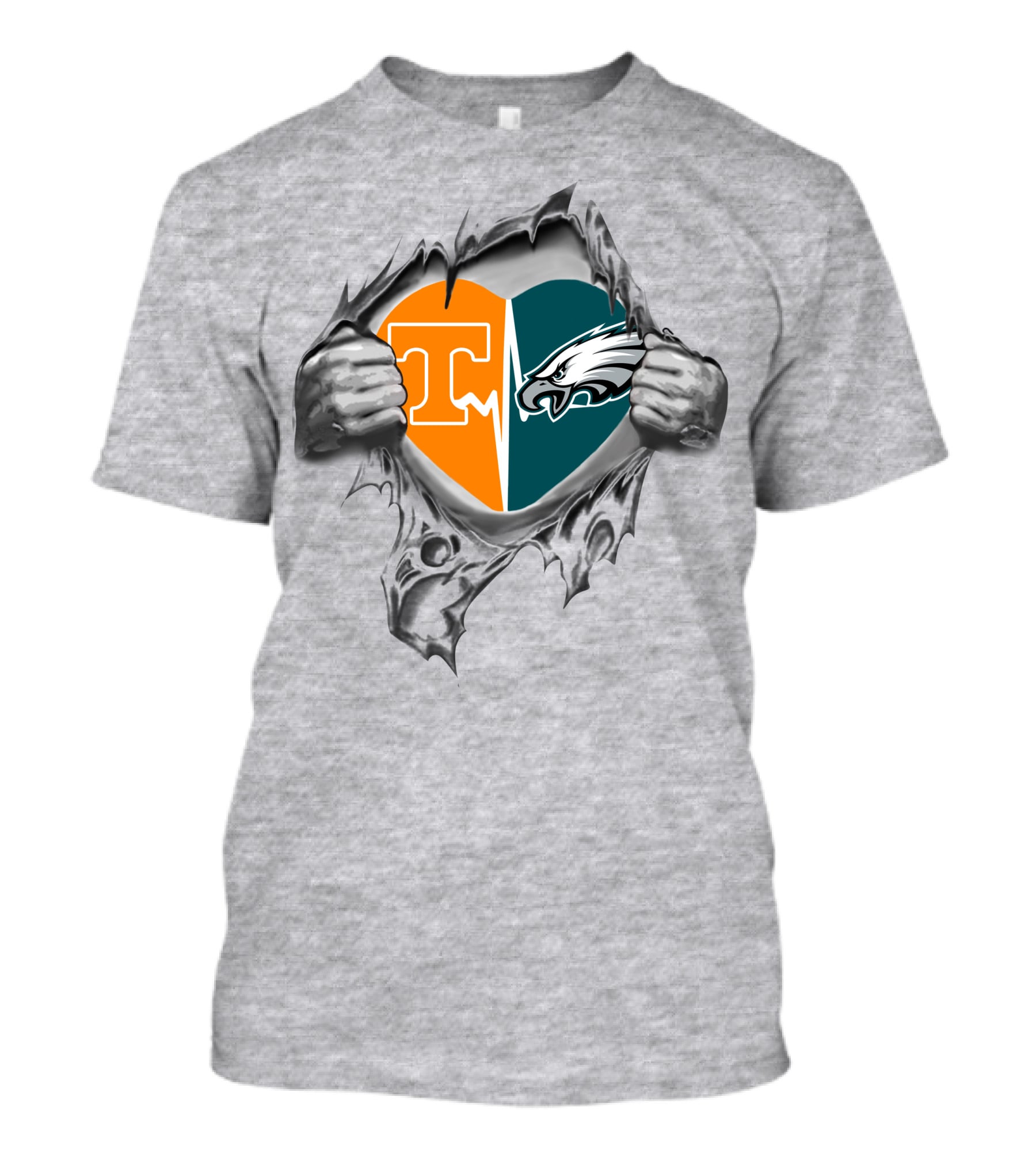 Tennessee Volunteers Philadelphia Eagles Heart Emblem T-Shirt