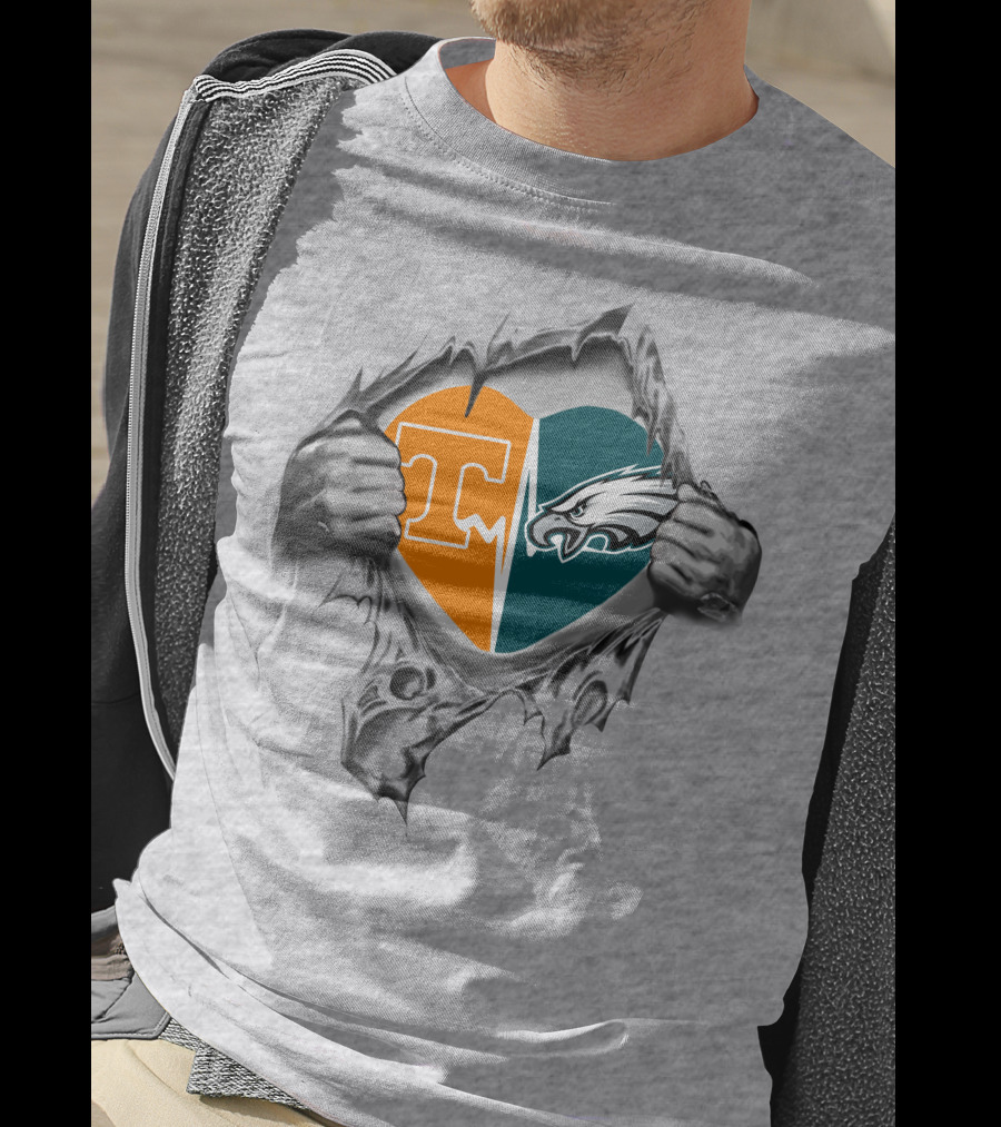 Tennessee Volunteers Philadelphia Eagles Heart Emblem T-Shirt