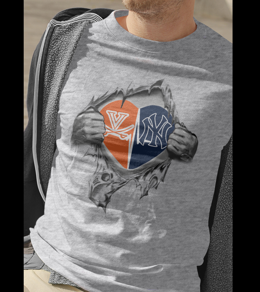 Yankees Cavaliers Heart With Split T-Shirt