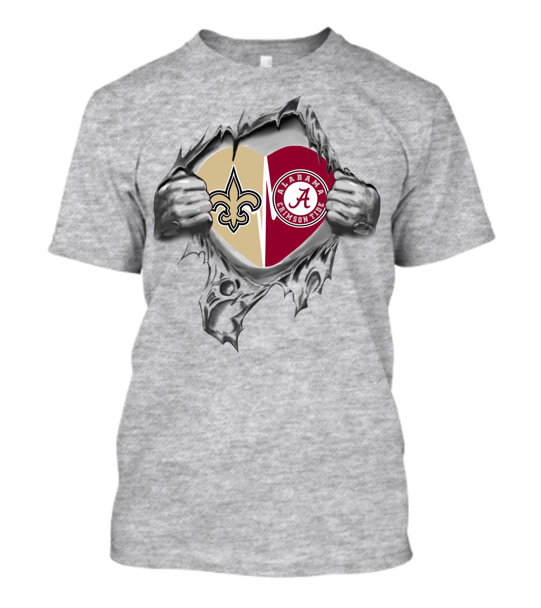 Saints Alabama Crimson Tide Heart T-Shirt