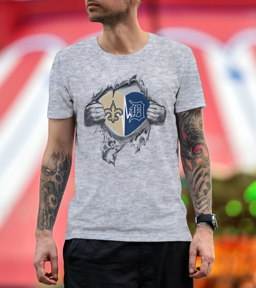 Heart of Saints and Detroit Tigers Loyalty T-Shirt