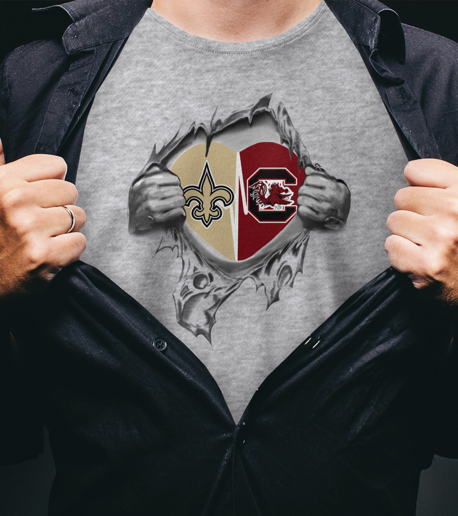 Saints Gamecocks Heart Hands Logo Passion T-Shirt