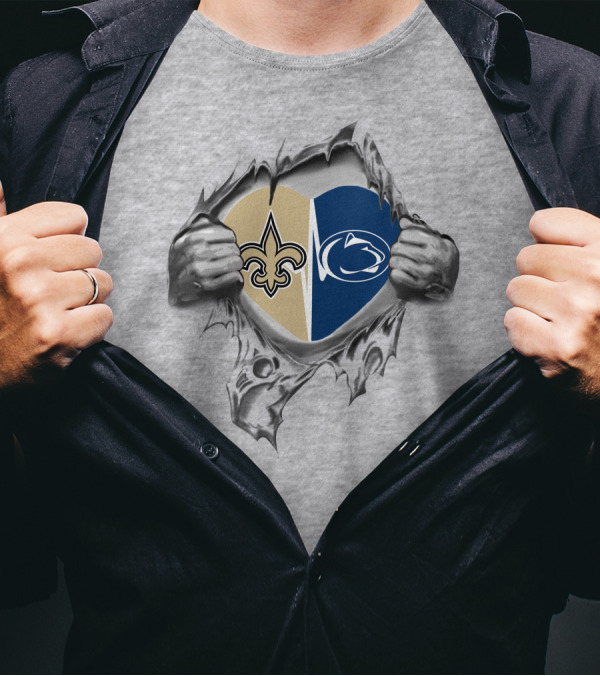 Saints And Penn State Heart T-Shirt