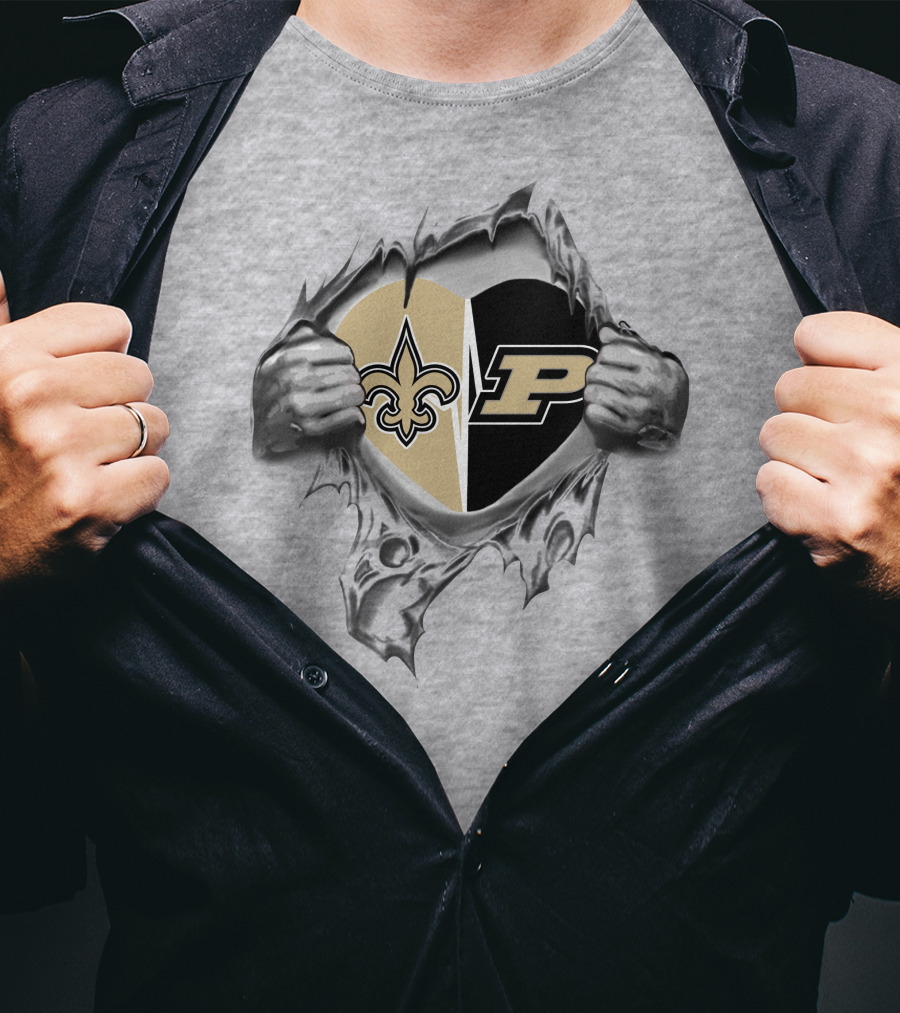Saints Purdue Heart Rip T-Shirt
