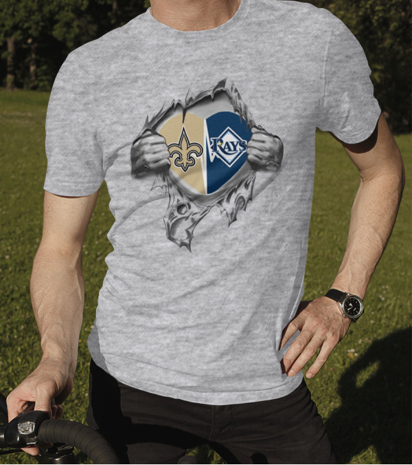 Saints Rays Heart Logo With Torn Hands T-Shirt