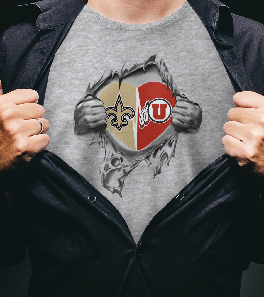 Saints Utah Utes Heart Torn Open T-Shirt