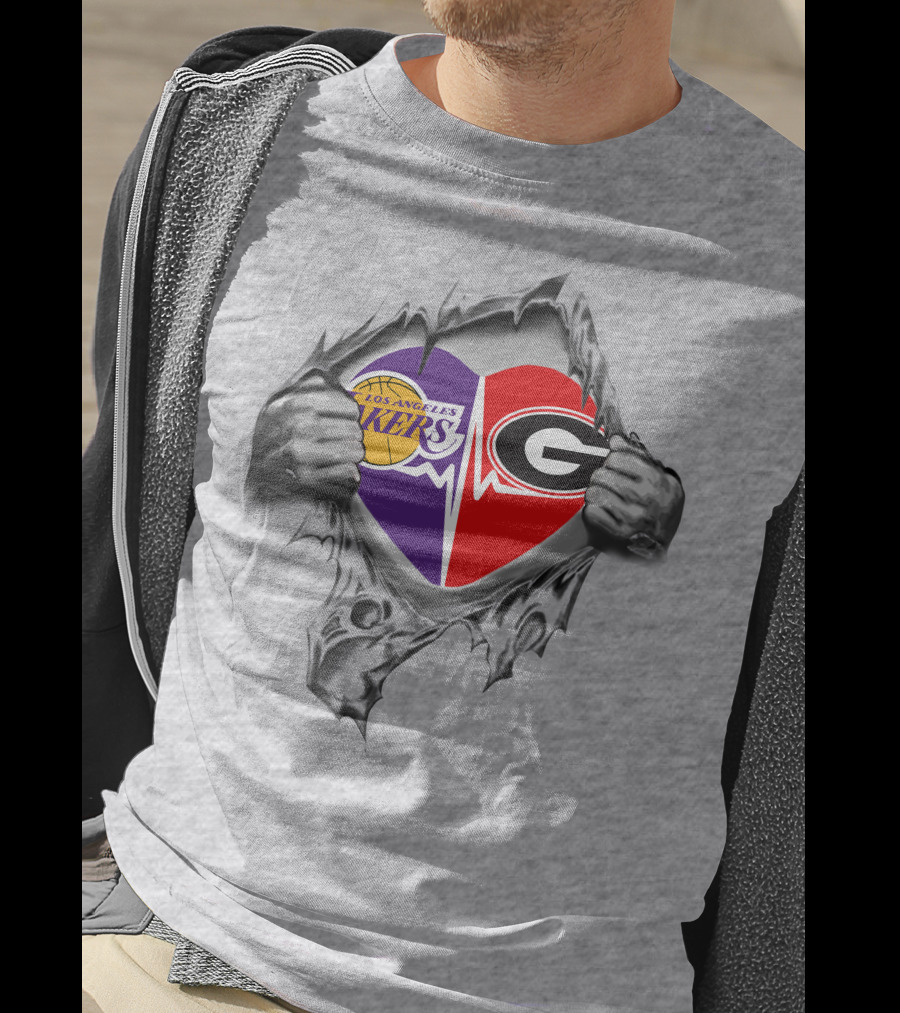 Los Angeles Lakers Georgia Bulldogs Heartbeat Combo T-Shirt