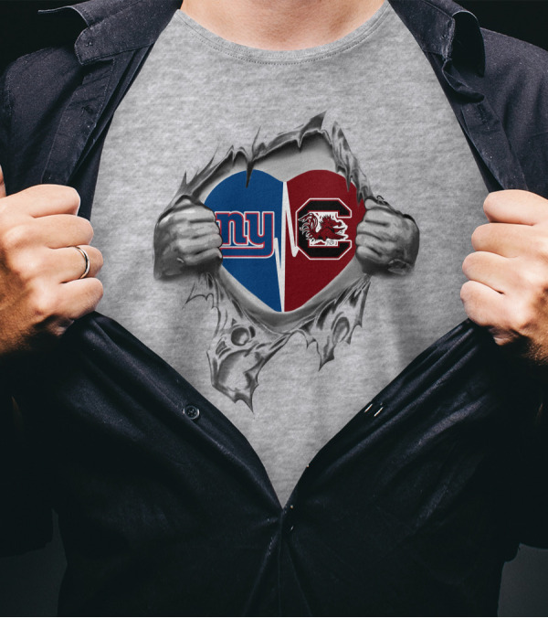 New York Giants South Carolina Gamecocks Heart T-Shirt