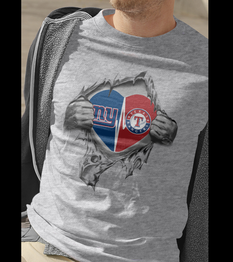 Giants NY Rangers Texas Heart In My Chest T-Shirt