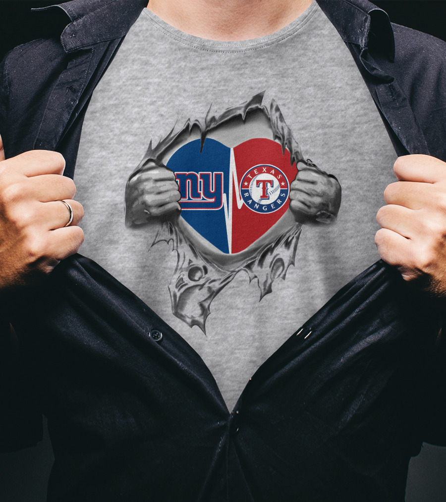 Giants NY Rangers Texas Heart In My Chest T-Shirt