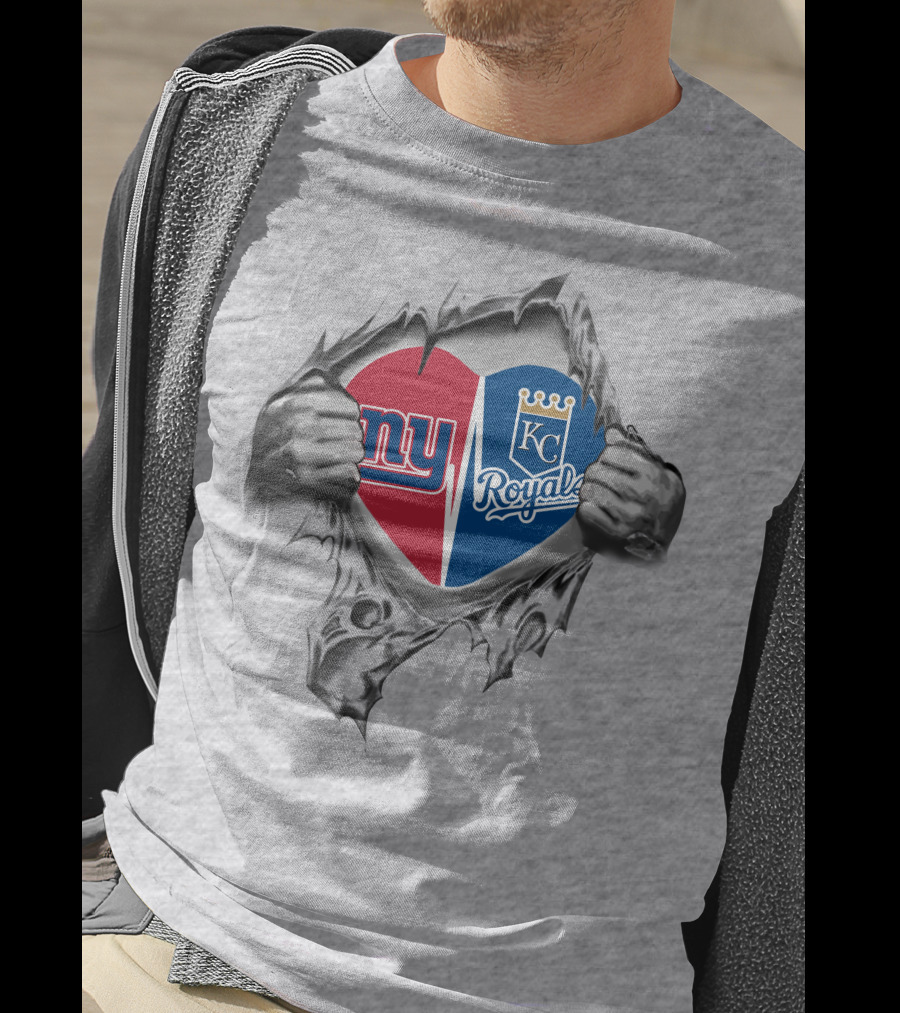 Giants Royals Heartbeat Fan Logo Mashup T-Shirt