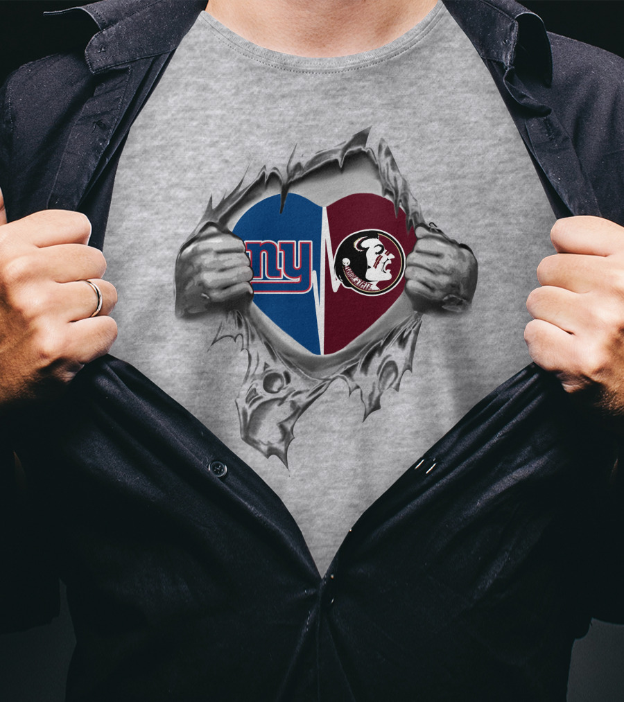 New York Giants And Florida State Seminoles It's In My Heart T-Shirt