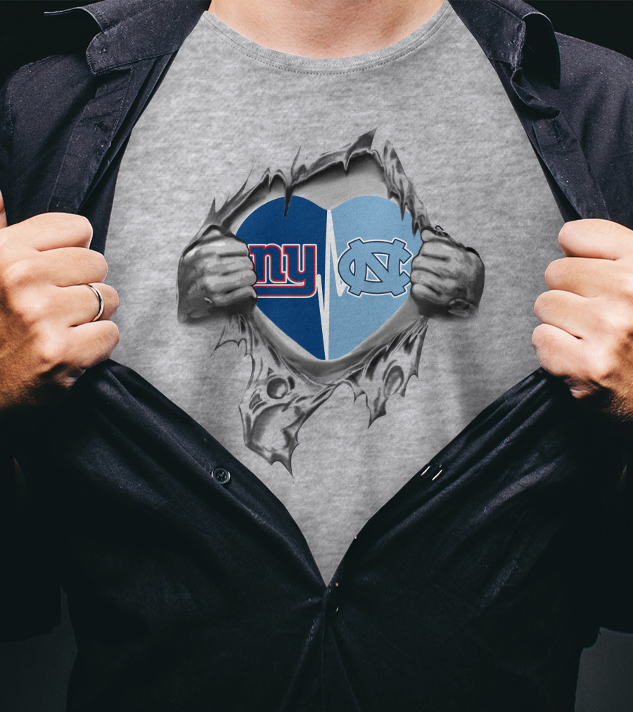 Giants Tar Heels Heart With New York North Carolina T-Shirt