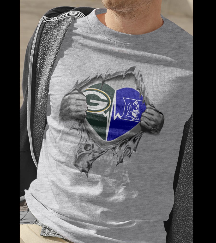 Green Bay Packers Duke Blue Devils Heartbeat T-Shirt