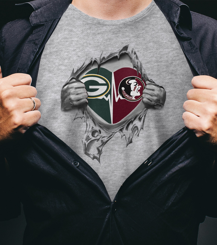Green Bay Packers Florida State Seminoles Heartbeat T-Shirt