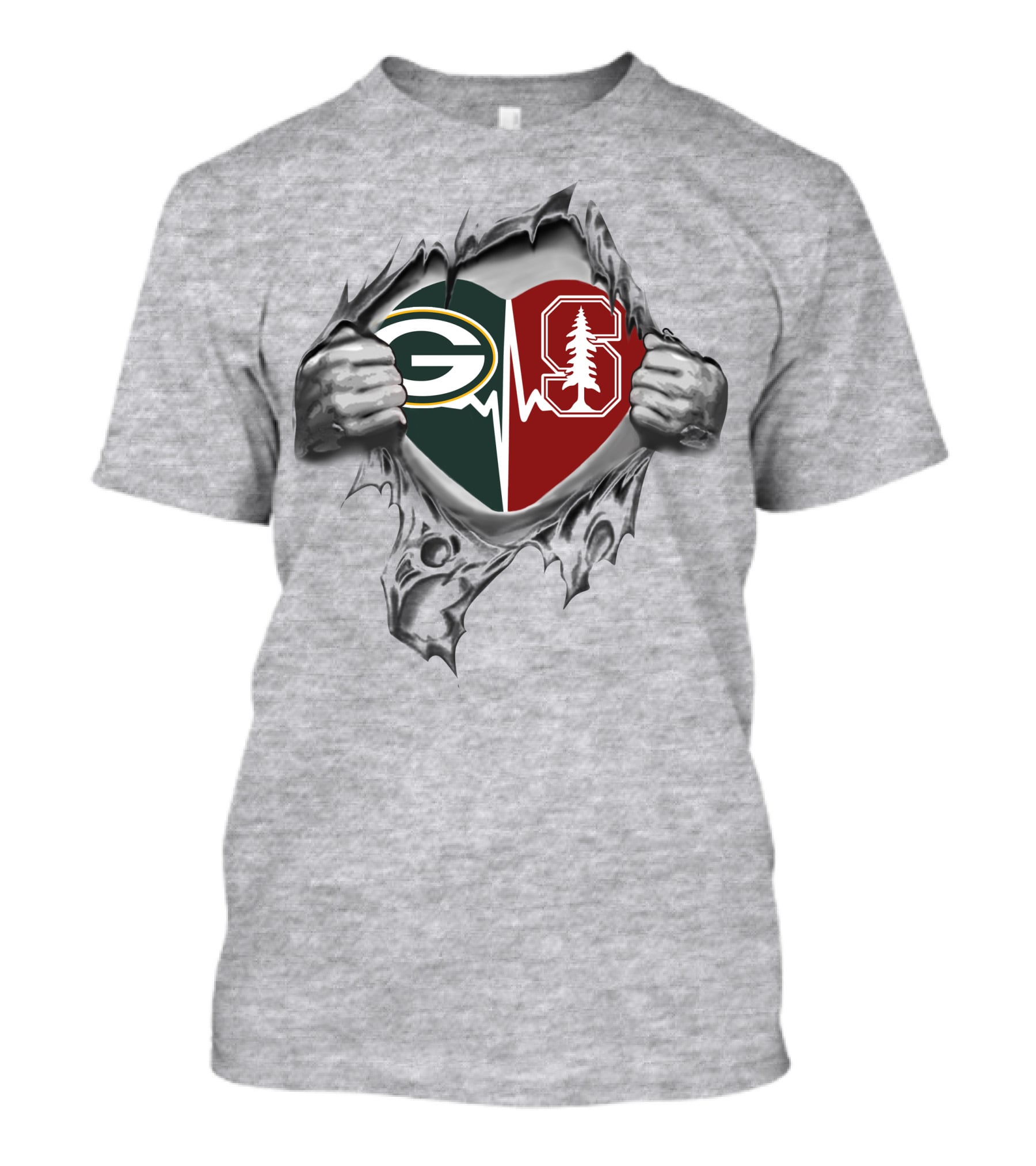 Green Bay Packers Stanford Cardinal Heartbeat T-Shirt