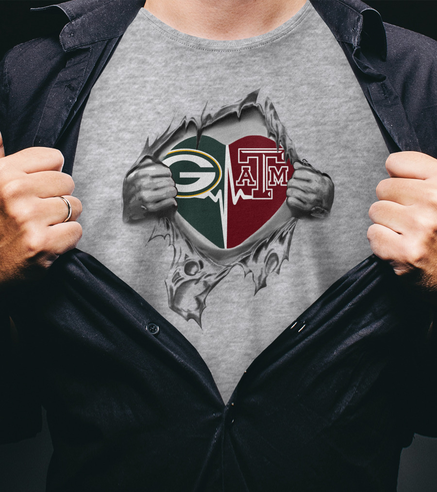 Green Bay Packers Texas A&M Heart T-Shirt