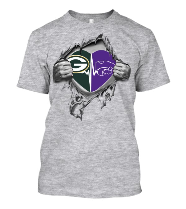 Green Bay Packers Kansas State Wildcats Heartbeat Fan T-Shirt