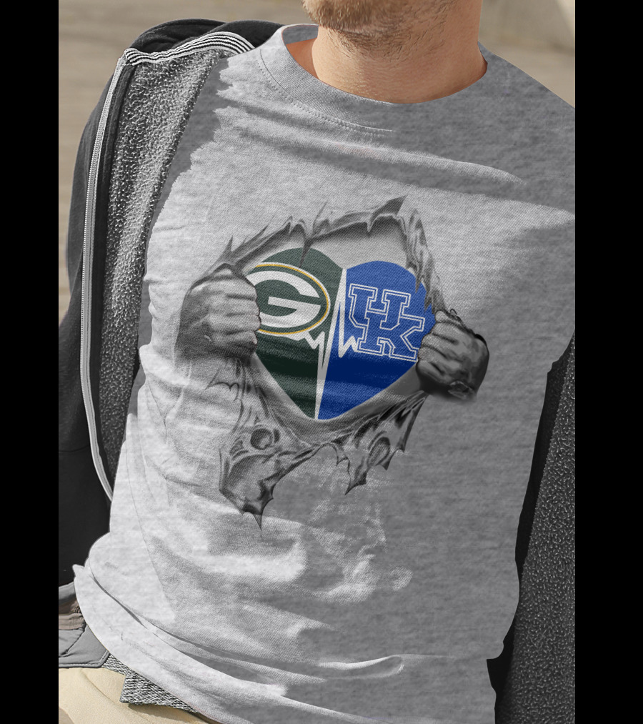 Green Bay Packers Kentucky Wildcats Heart Fusion T-Shirt