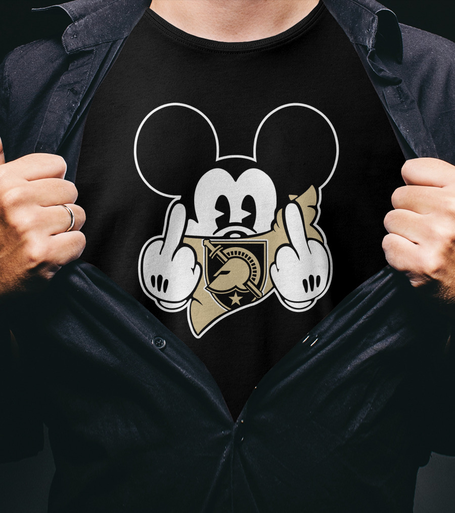 Mickey Army Black Knights Logo Middle Fingers T-Shirt
