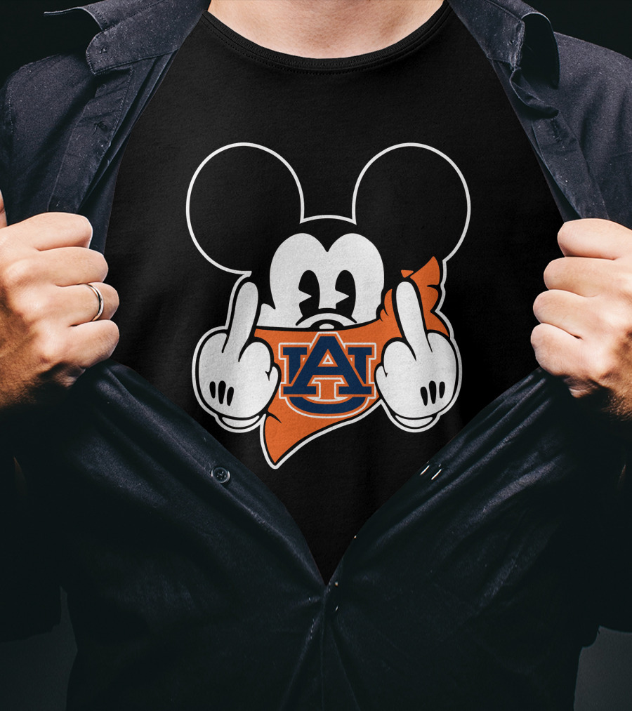 Auburn Tigers Mickey Mouse Logo Gesture T-Shirt