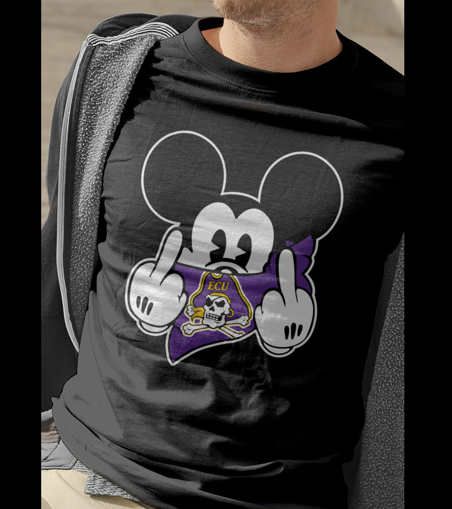 Ecu Pirates Mickey Middle Finger T-Shirt