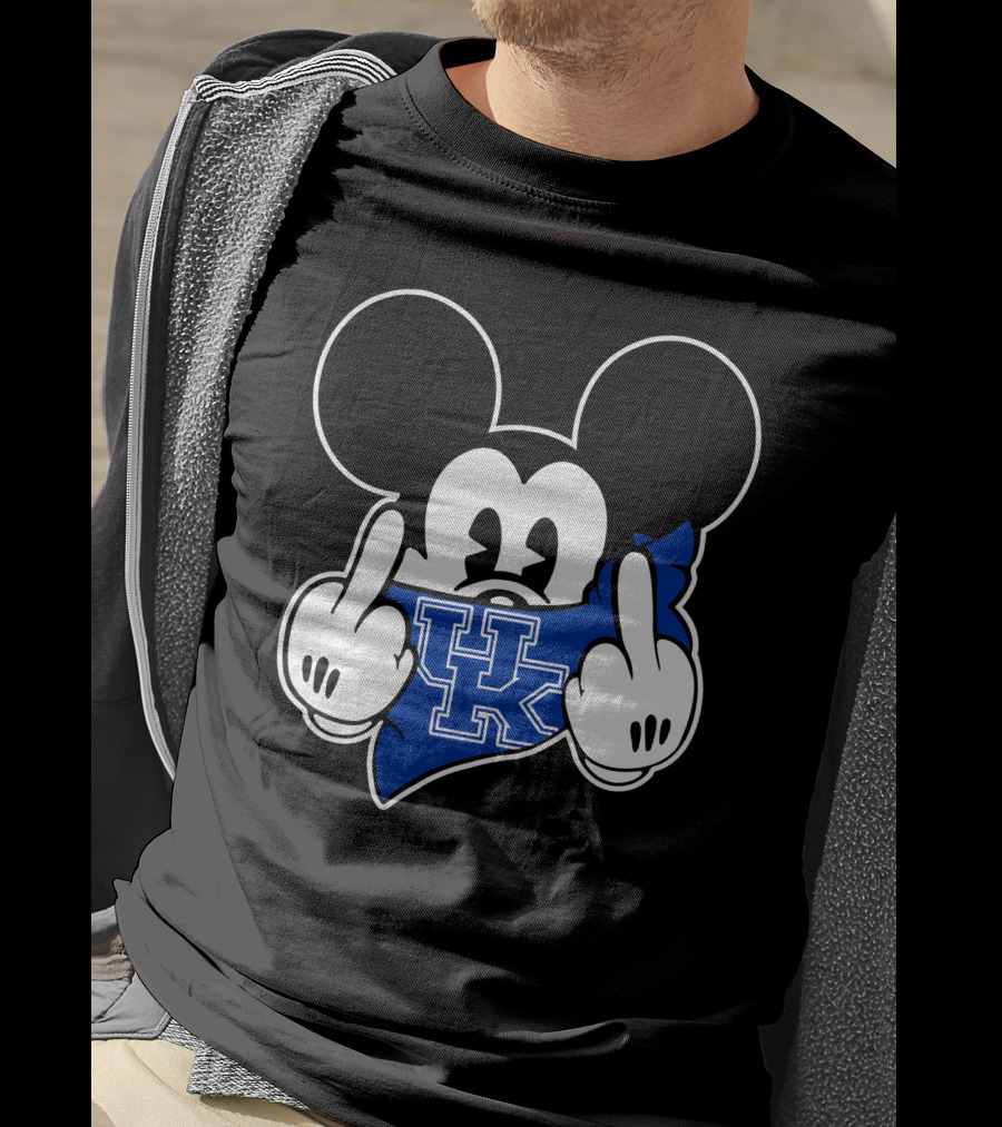 Kentucky Wildcats Mickey Middle Finger Gesture UK T-Shirt