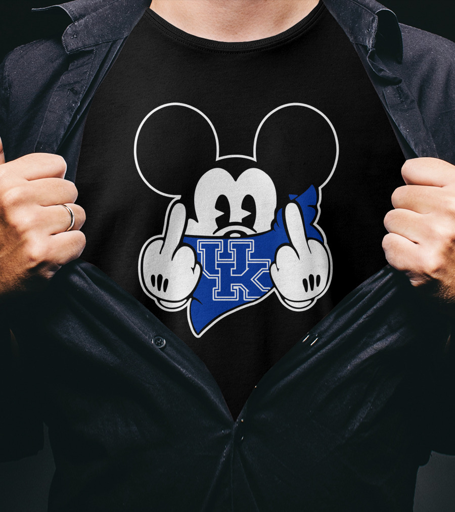 Kentucky Wildcats Mickey Middle Finger Gesture UK T-Shirt