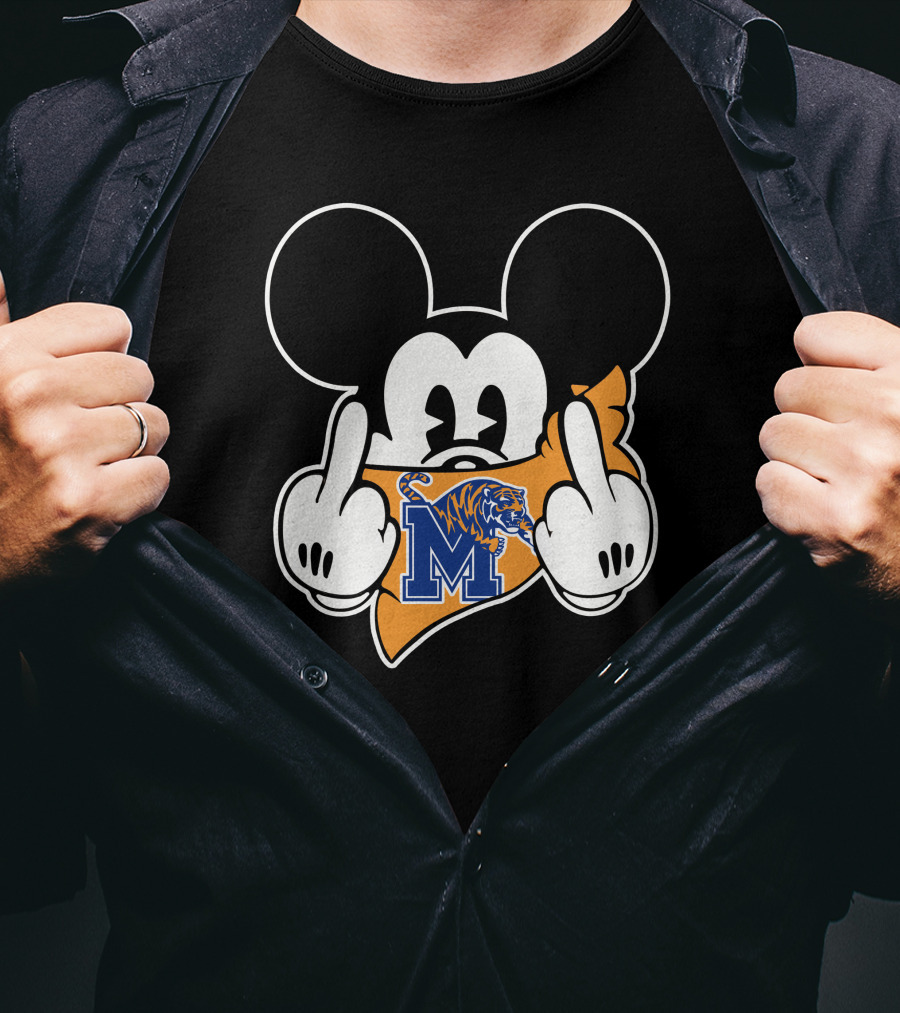 Memphis Tigers Mickey Mouse Logo Bandana Gesture T-Shirt