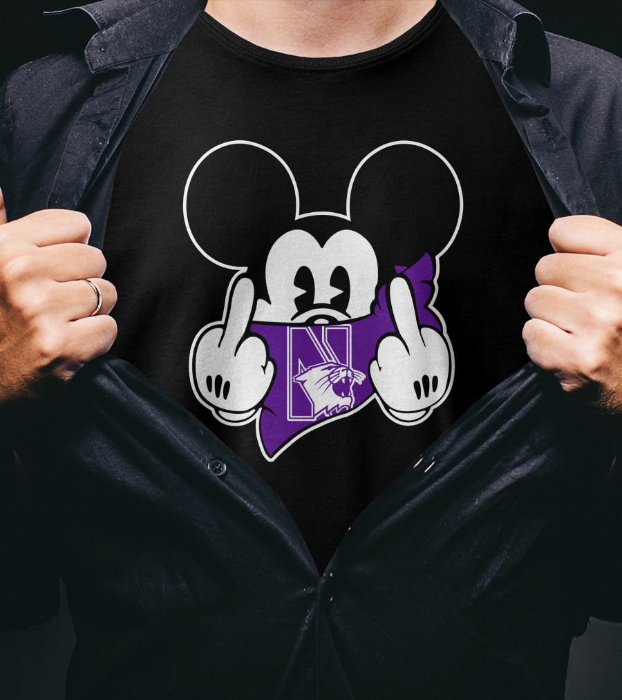 Northwestern Wildcats Mickey Middle Fingers T-Shirt