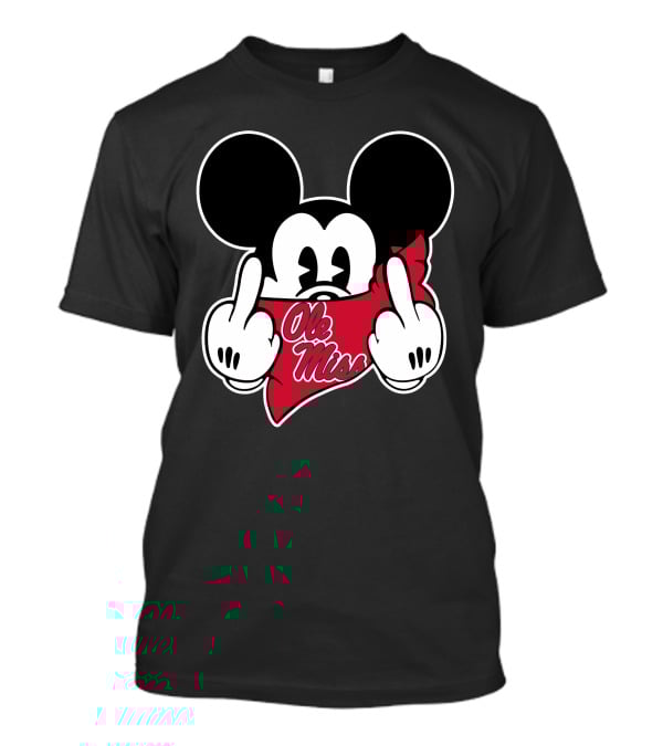 Ole Miss Rebels Mickey Mouse Logo Middle Finger T-Shirt