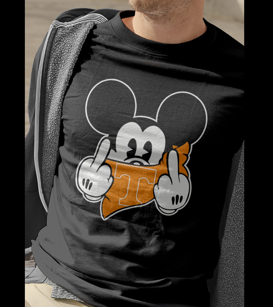 Tennessee Volunteers Mickey Mouse Middle Finger Gesture T-Shirt