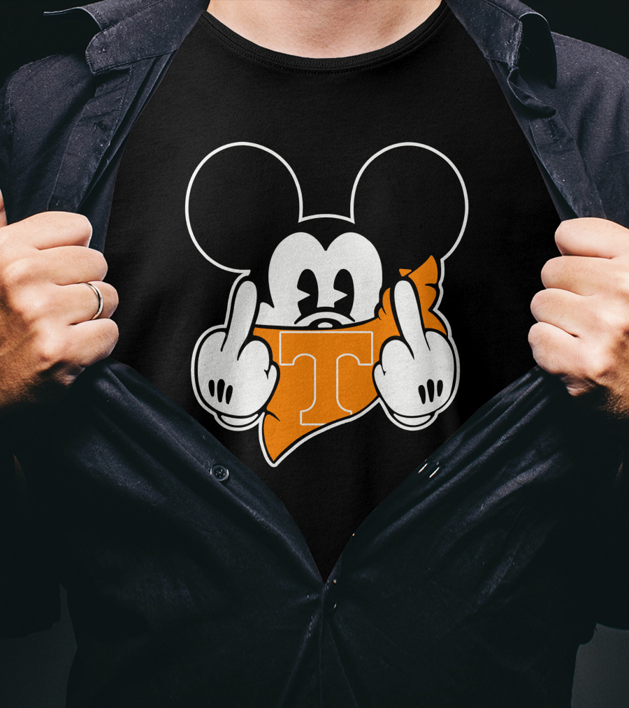 Tennessee Volunteers Mickey Mouse Middle Finger Gesture T-Shirt