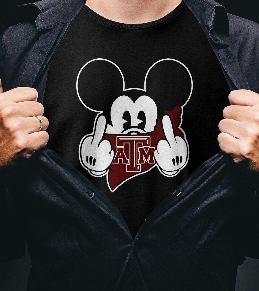 Texas A&M Aggies Mickey Middle Finger Gesture T-Shirt