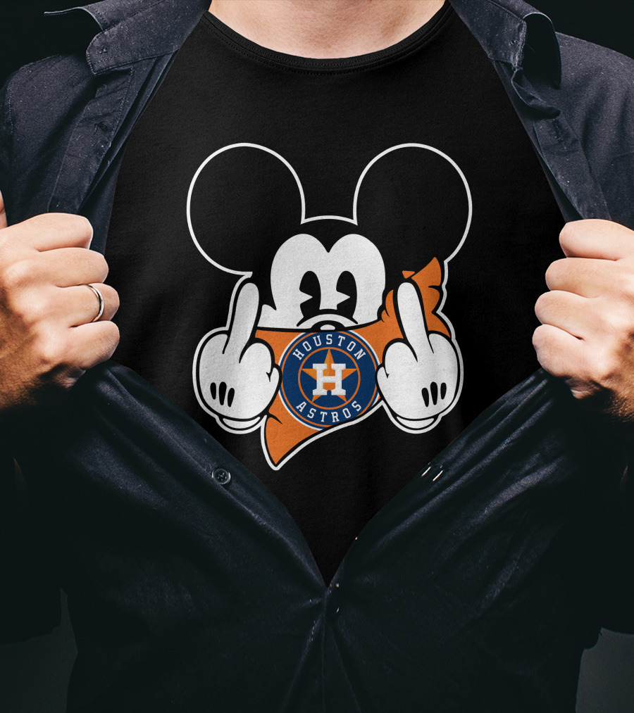 Houston Astros Mickey Icon With Bold Gesture T-Shirt