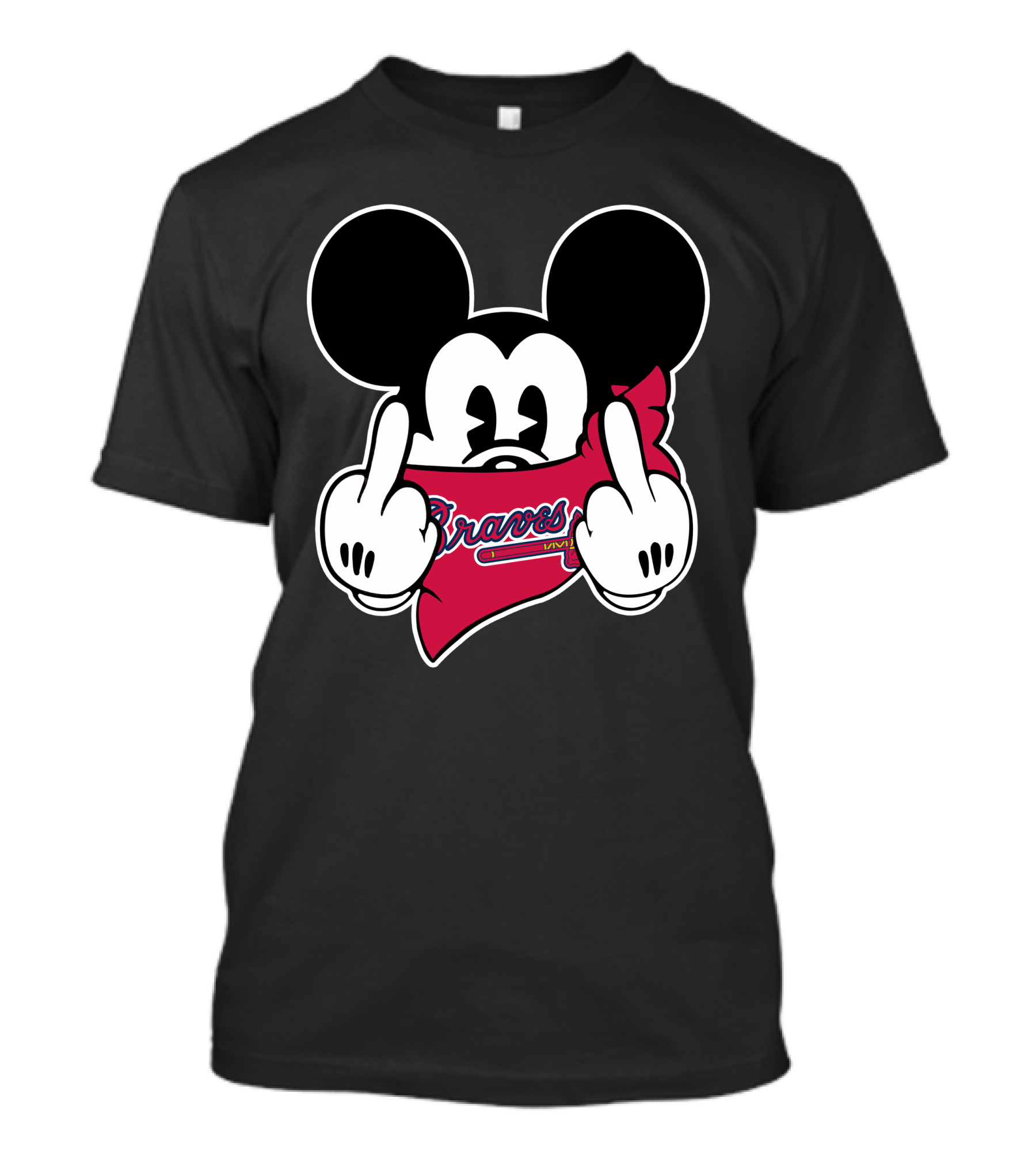 Braves Mickey Mouse Fan Art With Red Bandana T-Shirt