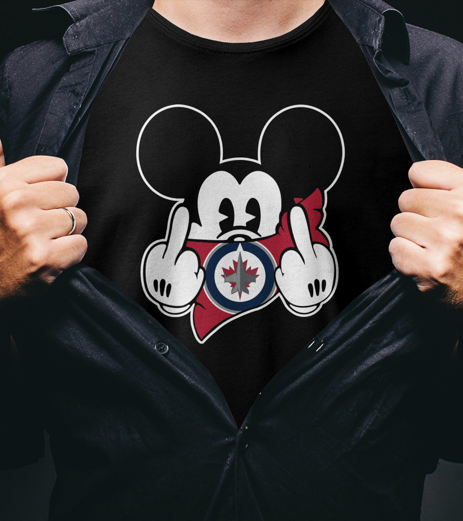 Mickey Mouse Jets Hockey Middle Finger T-Shirt