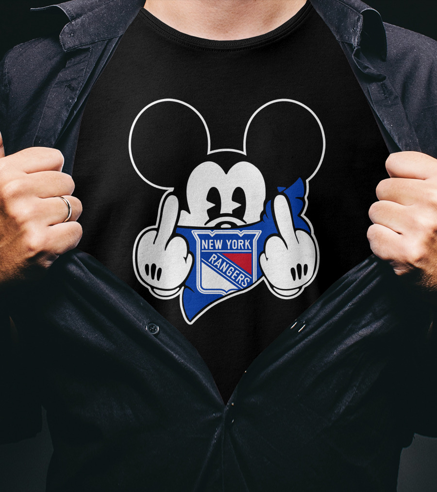 New York Rangers Mickey Middle Fingers Graphics T-Shirt