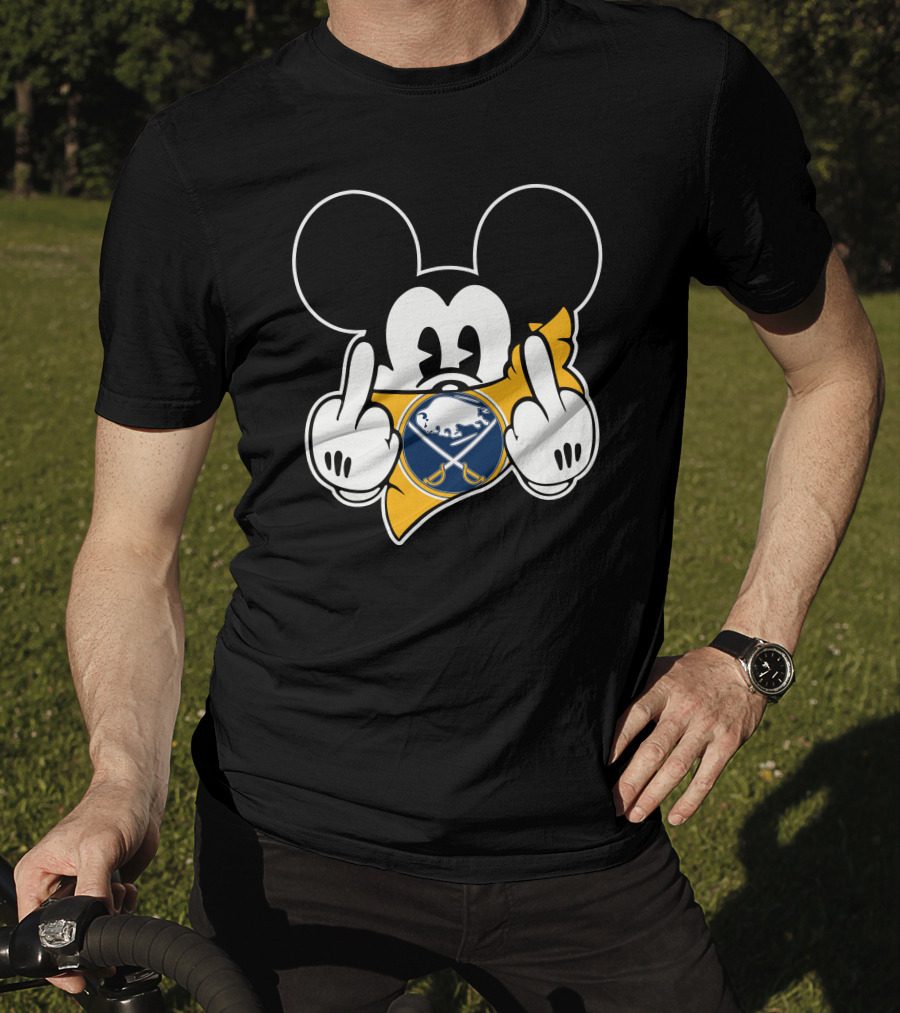 Sabres Hockey Mickey Mouse Middle Finger T-Shirt