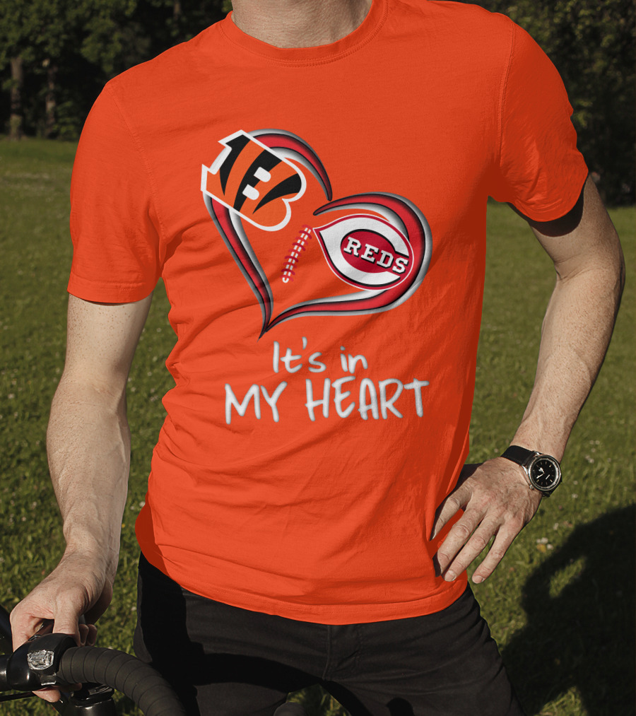 Bengals Reds It's In My Heart T-Shirt