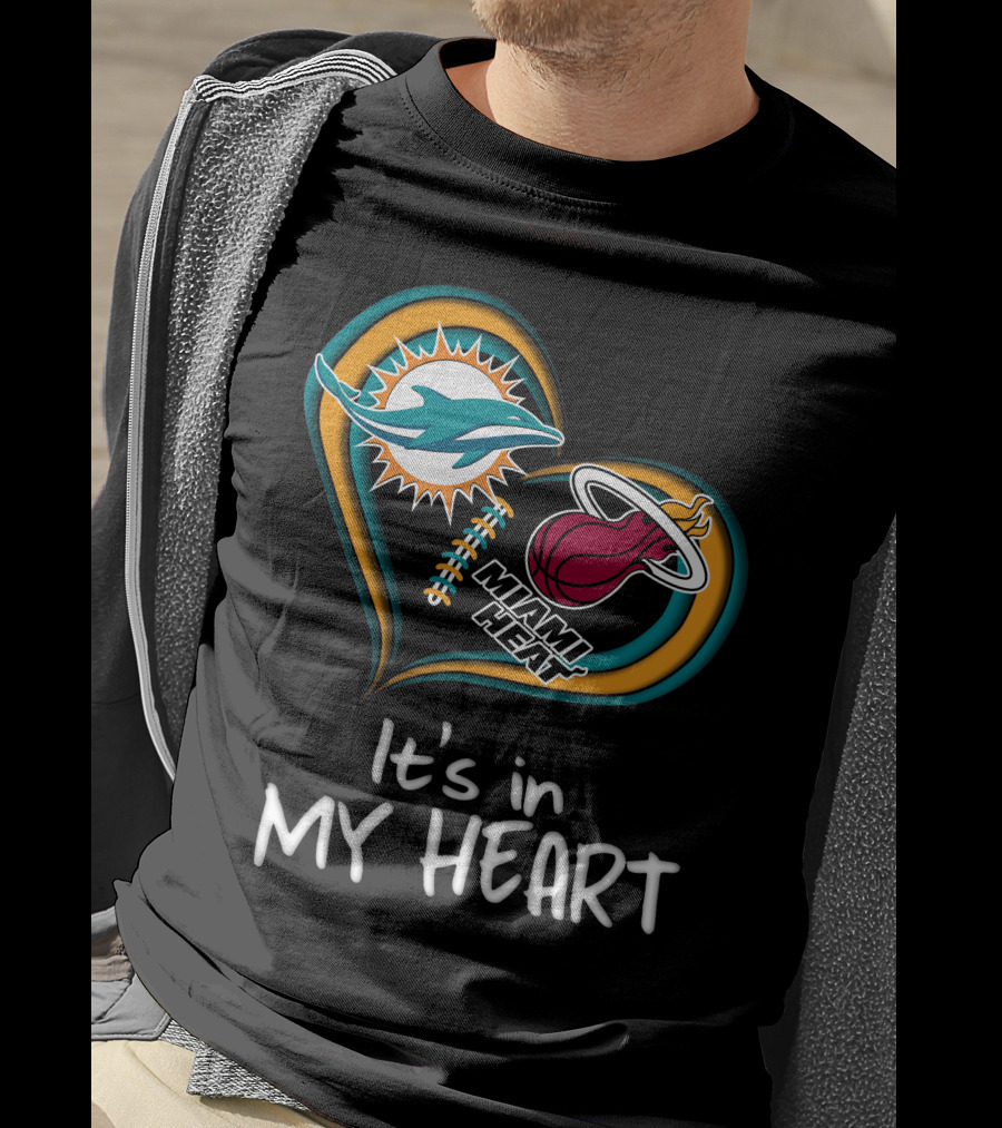 Miami Dolphins And Heat It's In My Heart T-Shirt