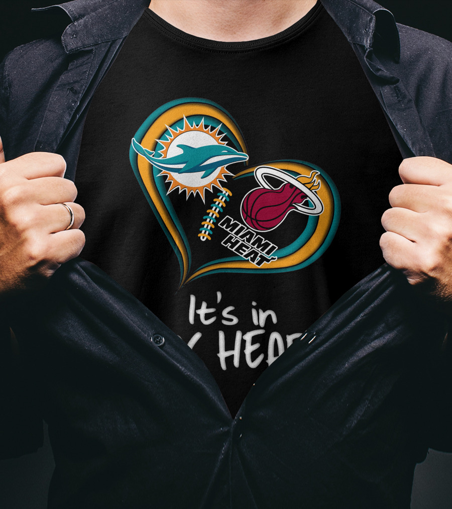 Miami Dolphins And Heat It's In My Heart T-Shirt