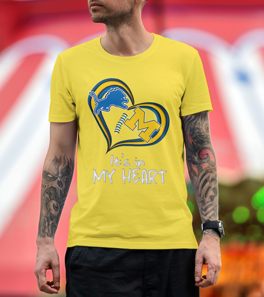 Lions Michigan M Heart It's in My Heart T-Shirt