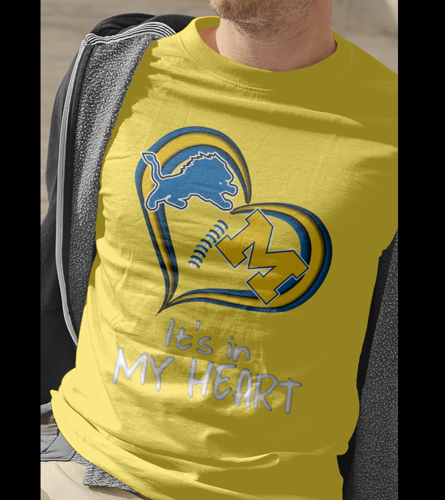 Lions Michigan M Heart It's In My Heart T-Shirt