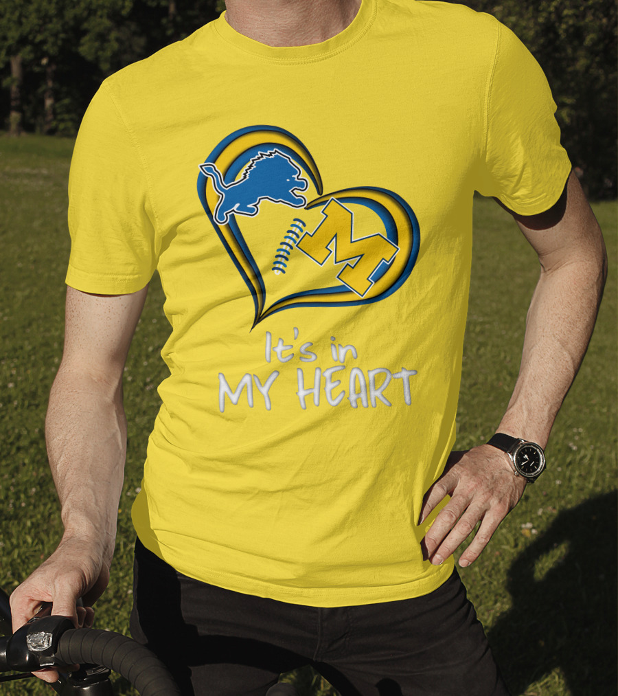 Lions Michigan M Heart It's In My Heart T-Shirt